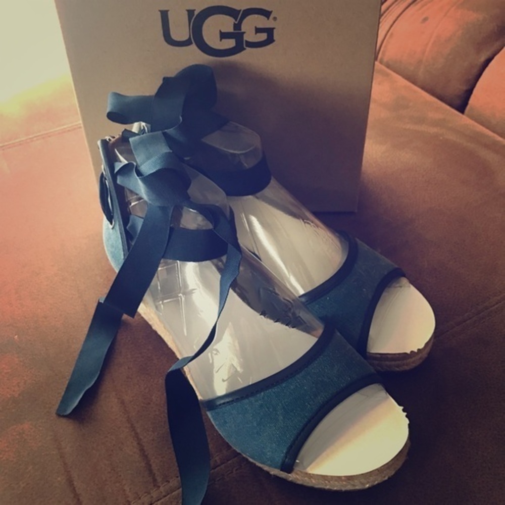 NWB UGG Blue Wedge Sandals 7M